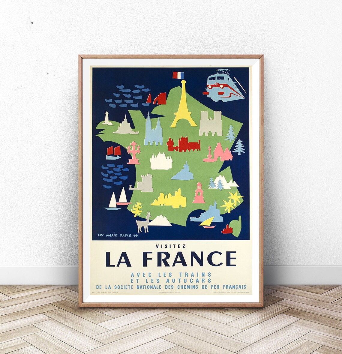 Paris France Travel Poster, Mid-Century Wall Art