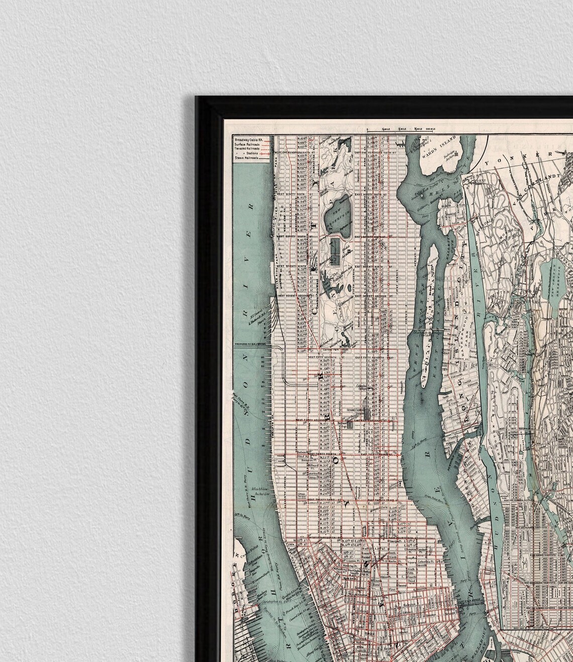 New York 1897 Vintage Map, Central Park Art Print - Image 2