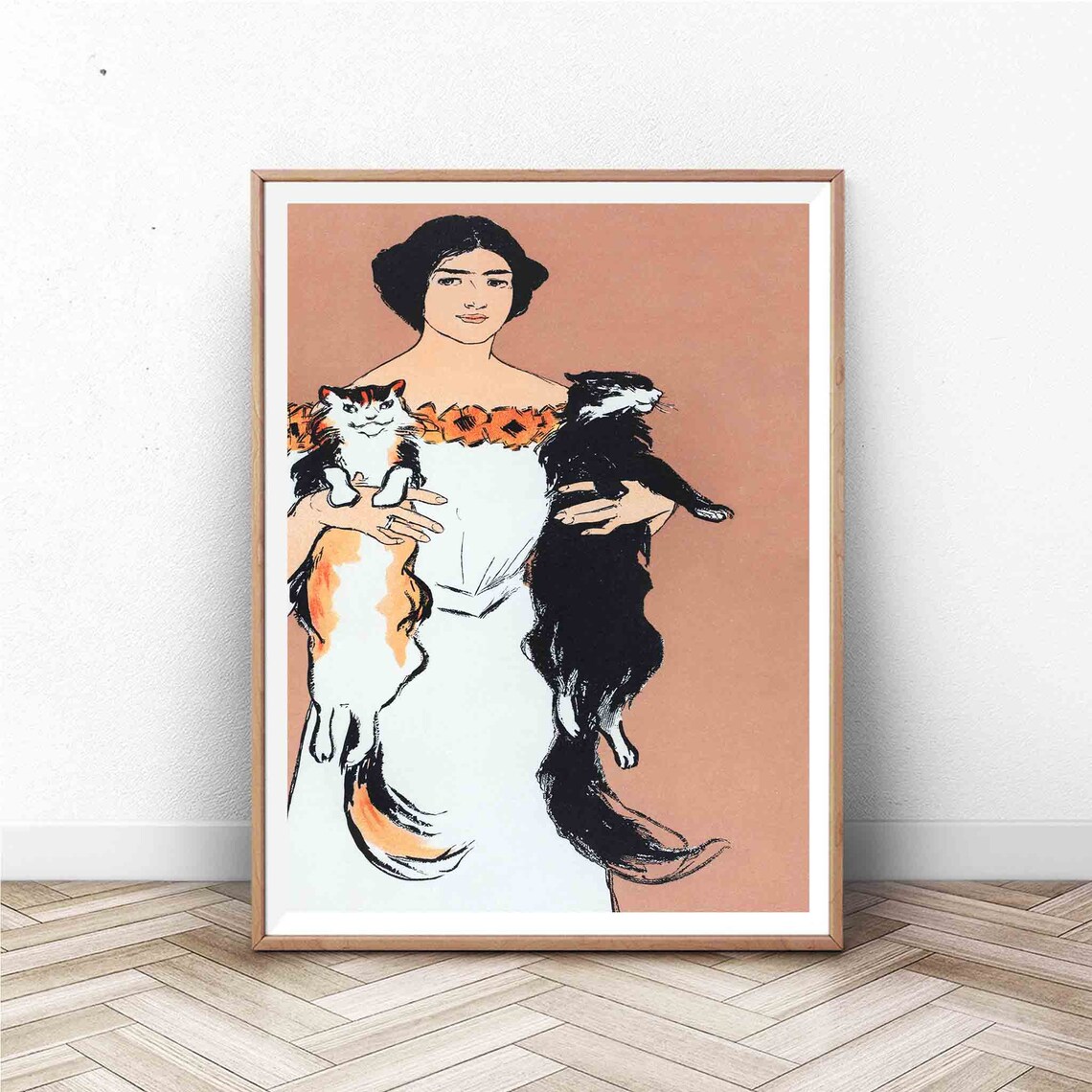 French Cat Print, Vintage Paris Art Print