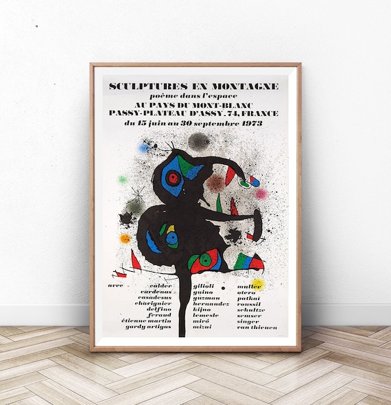 Miro Sculptures in Mountain 1973 Exhibition Poster Mont Blanc