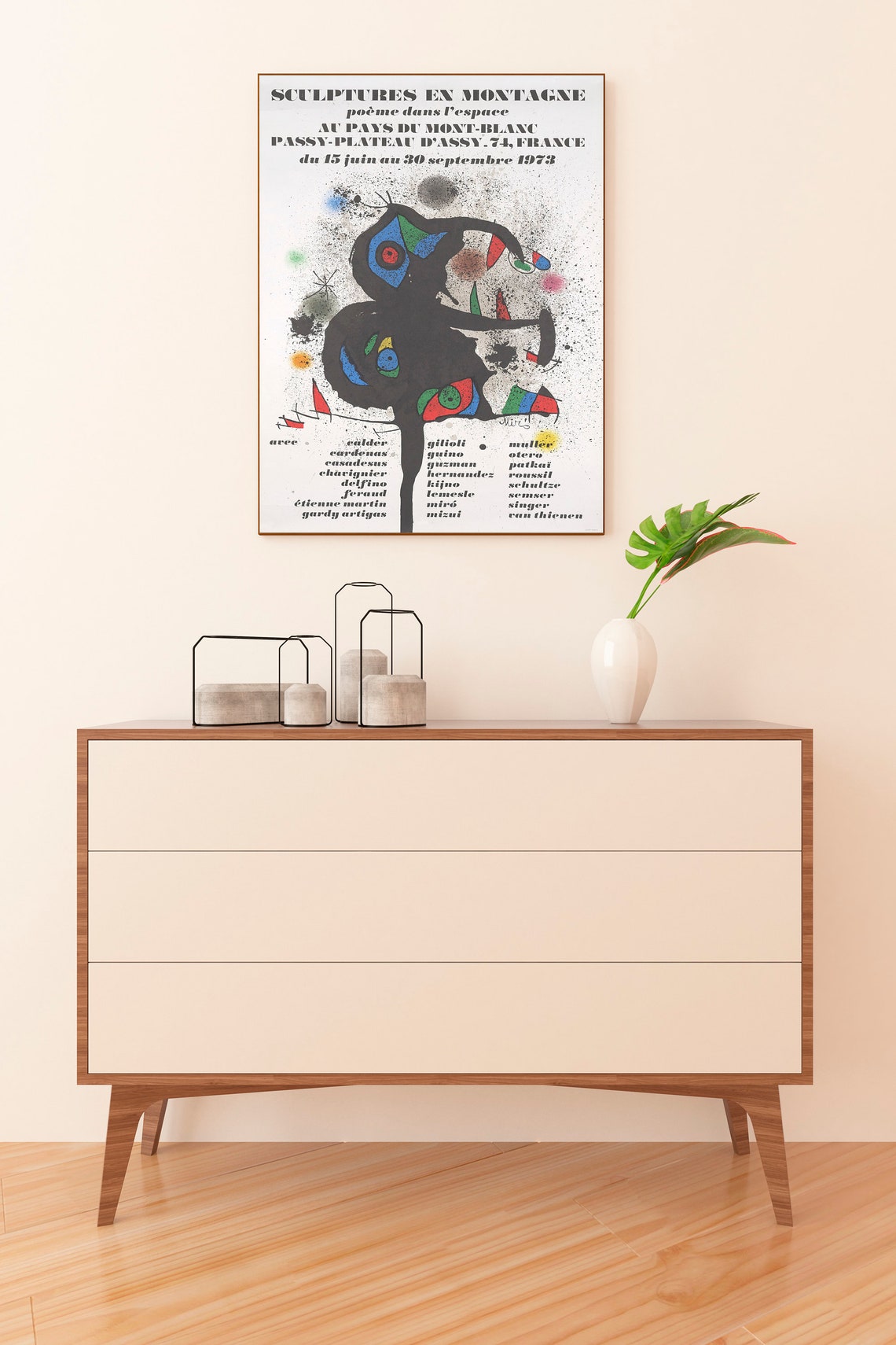 Miro Sculptures in Mountain 1973 Exhibition Poster Mont Blanc - Image 2
