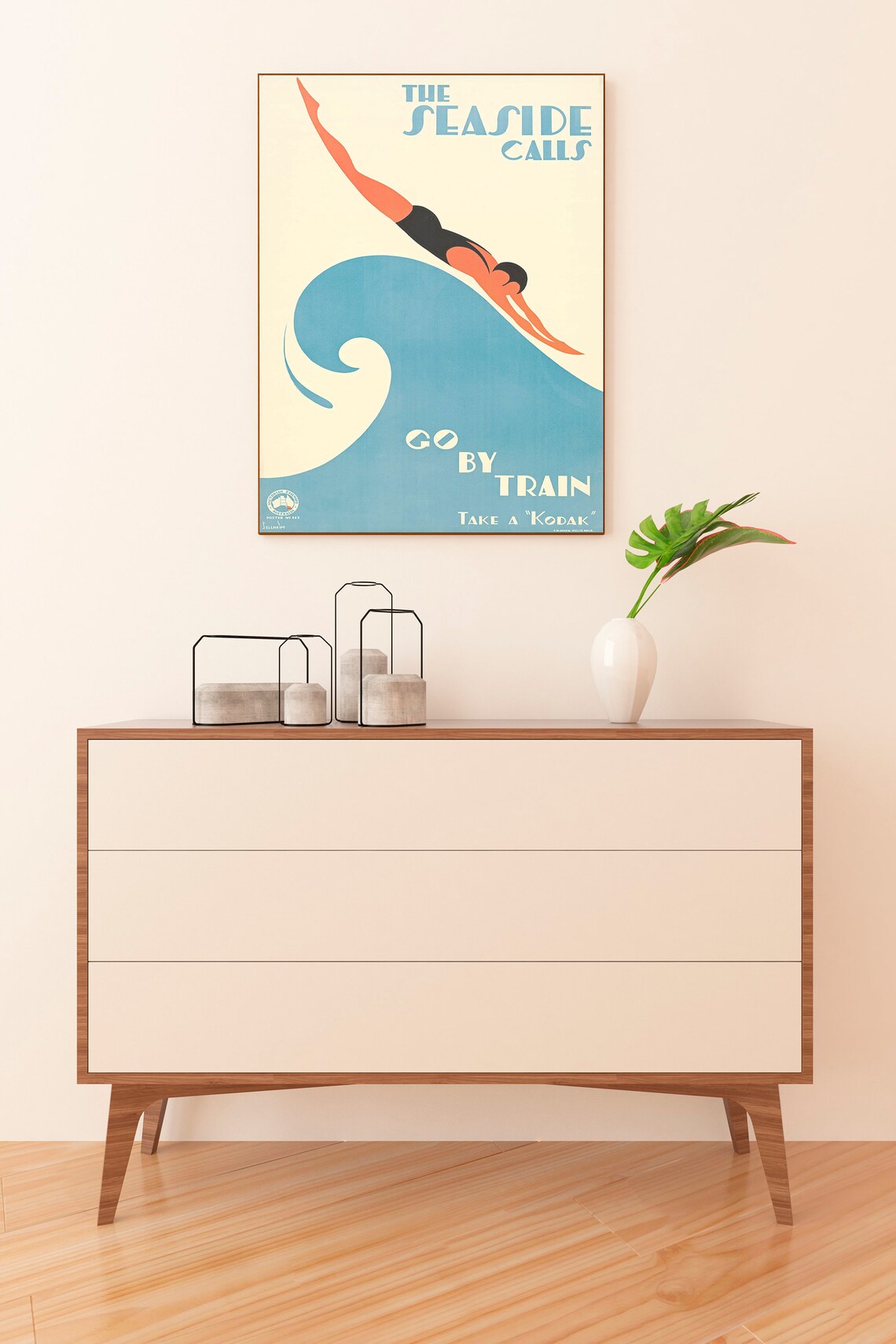 Art Deco Swimming Poster, Beach Interior Design Print - Image 2