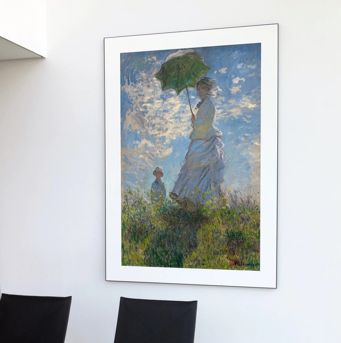 Claude Monet Woman With A Parasol Meadow Impressionist Art Poster