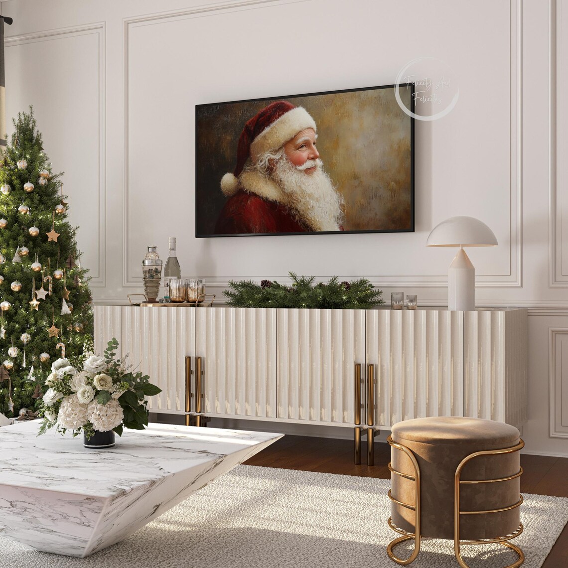 Santa Claus Portrait Oil Painting Classic Christmas Holiday Poster - Image 6