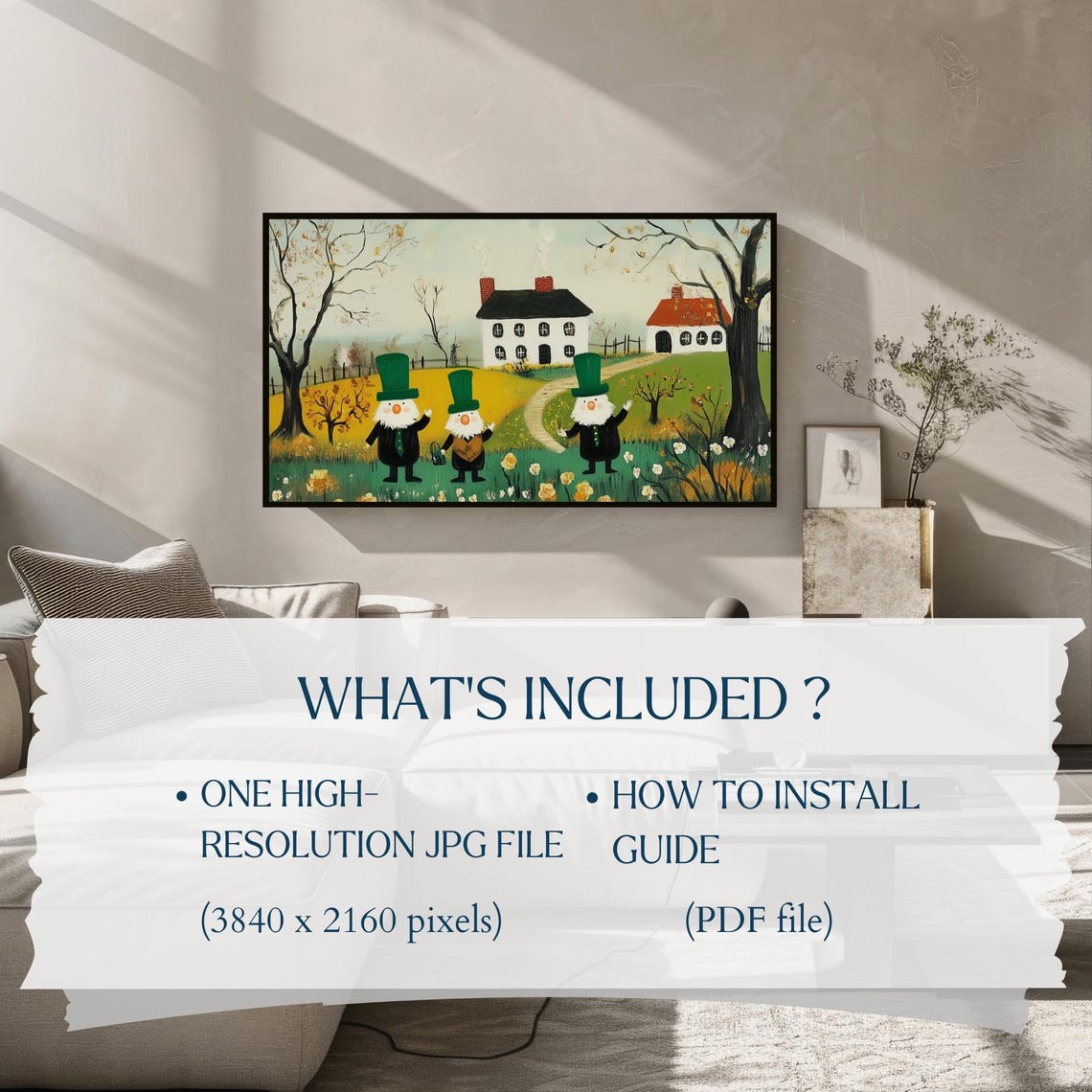 St Patricks Day Gnomes Cottage Garden Green Hats Spring Poster - Image 2