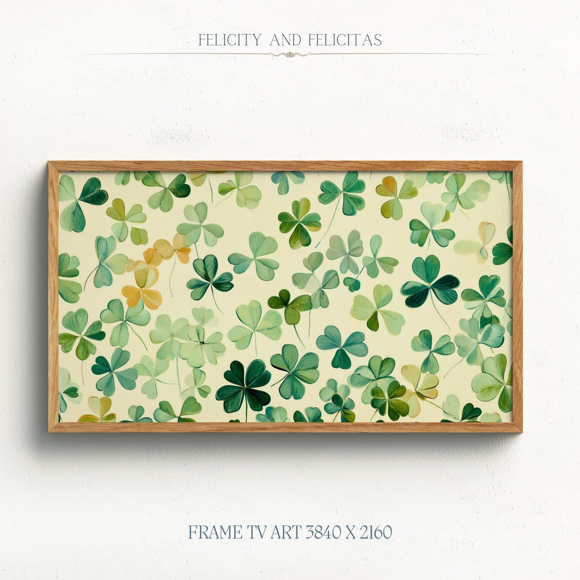 Watercolor Shamrock Pattern Green Clover Spring Lucky Wall Art