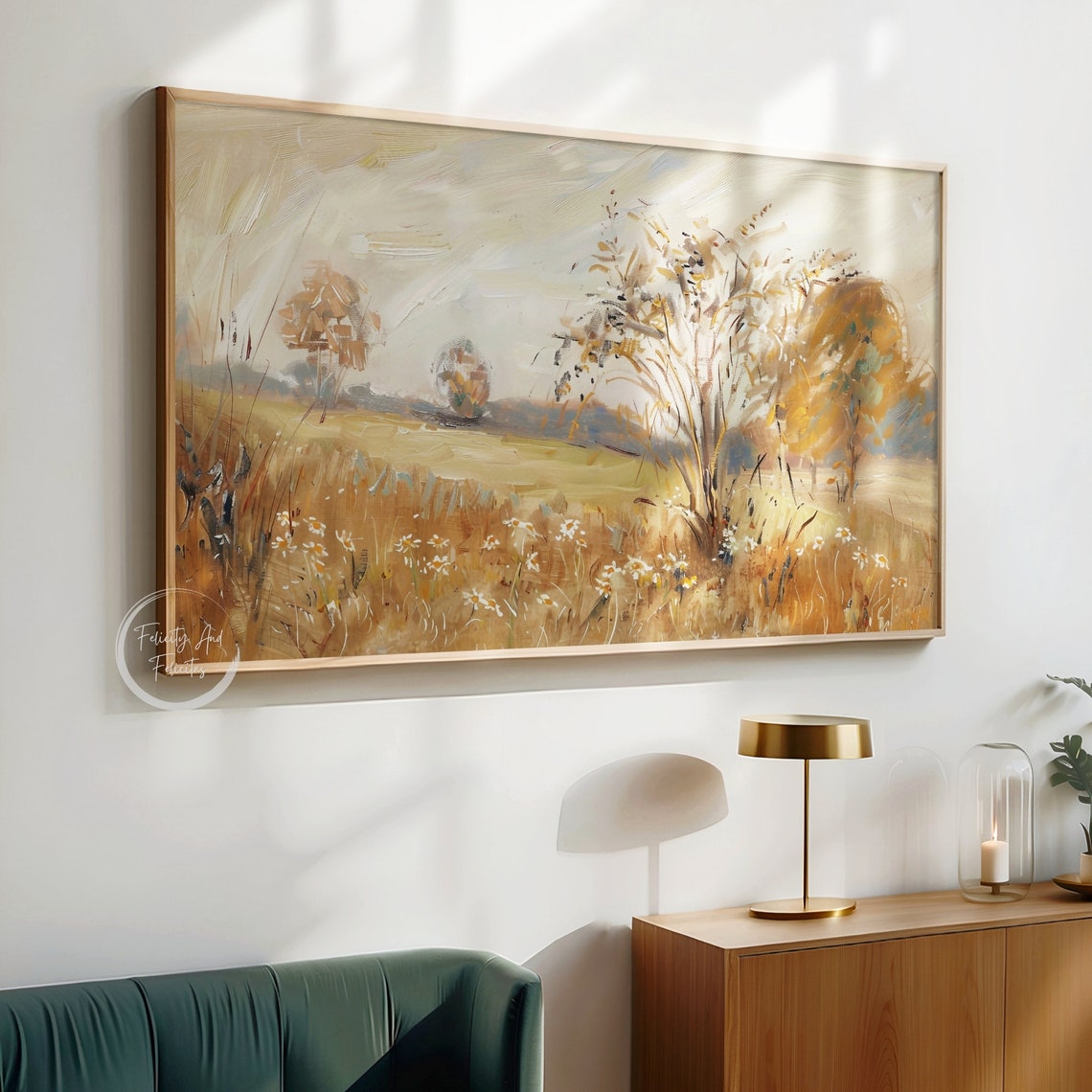 Golden Autumn Meadow with Wildflowers Impressionist Field Poster - Image 5