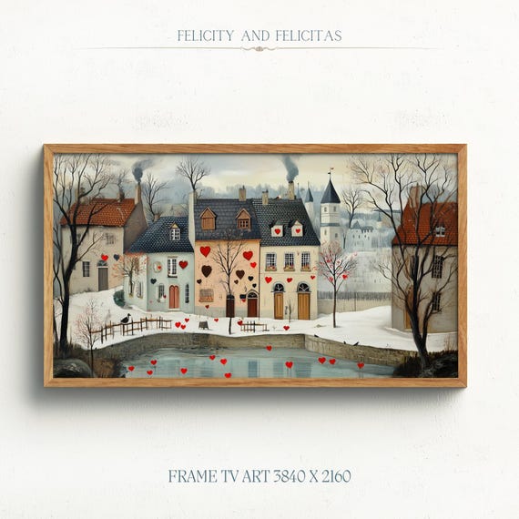 Neutral Valentines Frame Tv Art Moody Valentines Village Tv Art Retro Valentines Day Decor