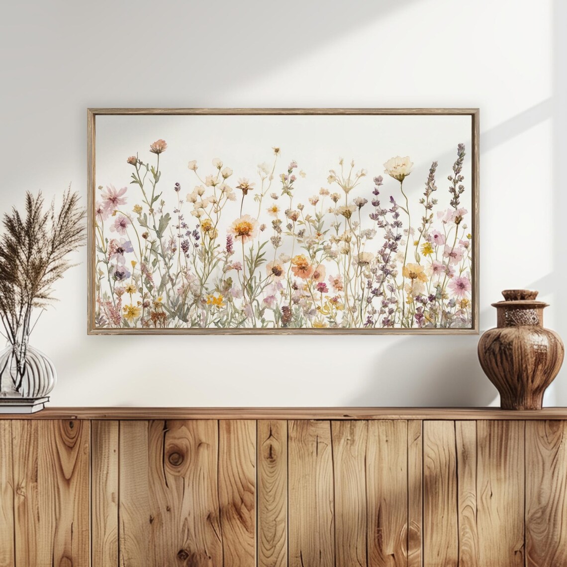 Abstract Wildflower Meadow Watercolor Summer Floral Field Wall Art - Image 5