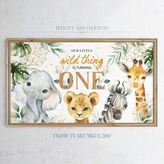 Wild One First Birthday Safari Animals Watercolor TV Art Poster