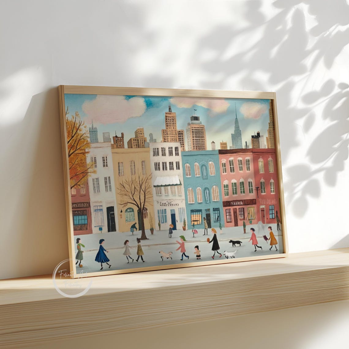 Cozy Autumn City Street Fall Skyline Buildings Printable Art Poster - Image 3