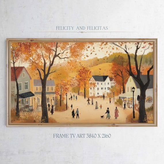 Frame Tv Art Cute Autumn Landscape Art Cozy Fall Decor Warm Tone Cottagecore Decor Neutral Autumn Frame Tv Art