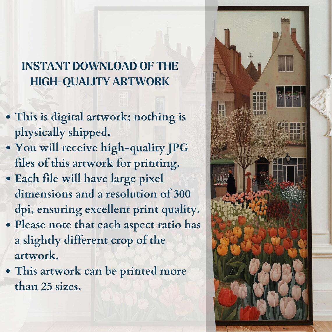 Tulip Flower Market Village Street Folk Art Springtime Poster - Image 4