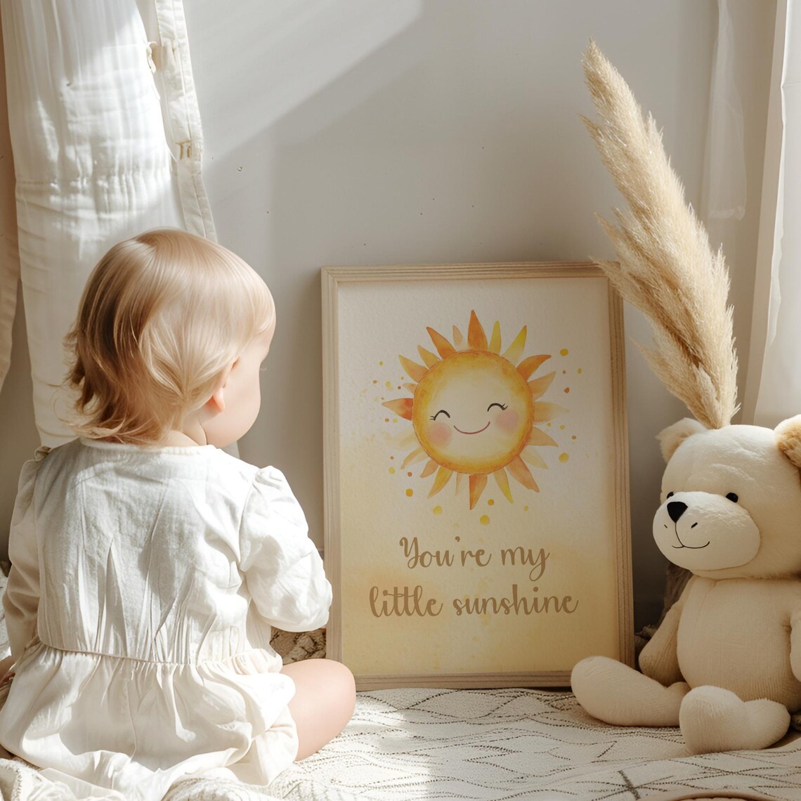 You're My Little Sunshine Baby Nursery Watercolor Sun Poster - Image 3