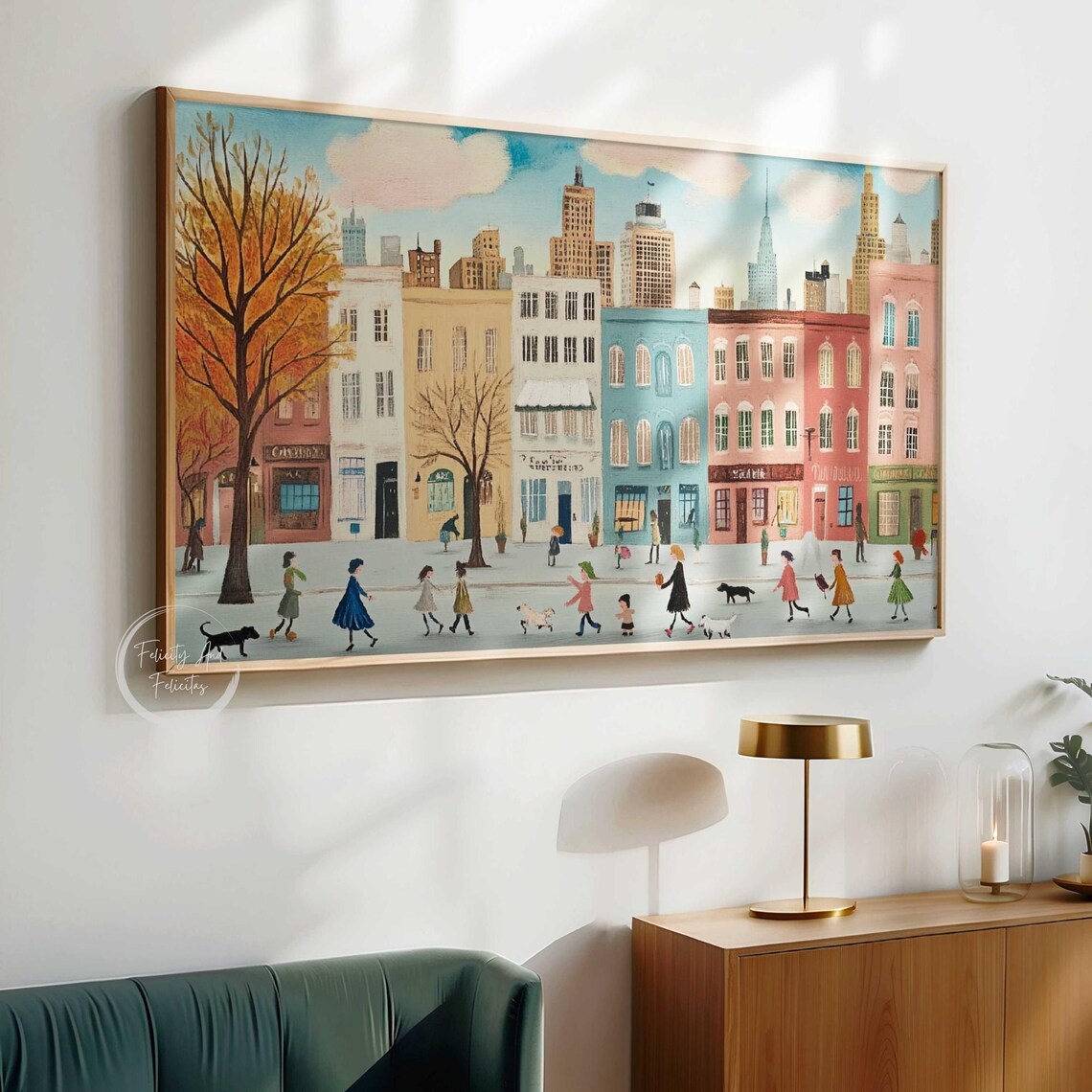 Cozy Autumn City Street Fall Buildings Skyline Frame TV Poster - Image 3