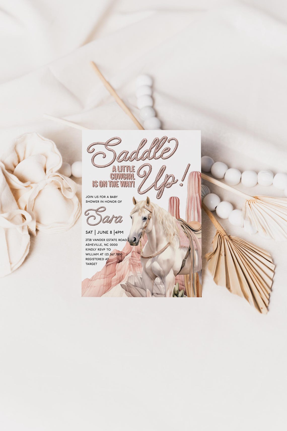 Editable Cowgirl Baby Shower Invitation Saddle Up Baby Shower Country Western Baby Horse Baby Shower Little Girl Template Ptc - Image 3