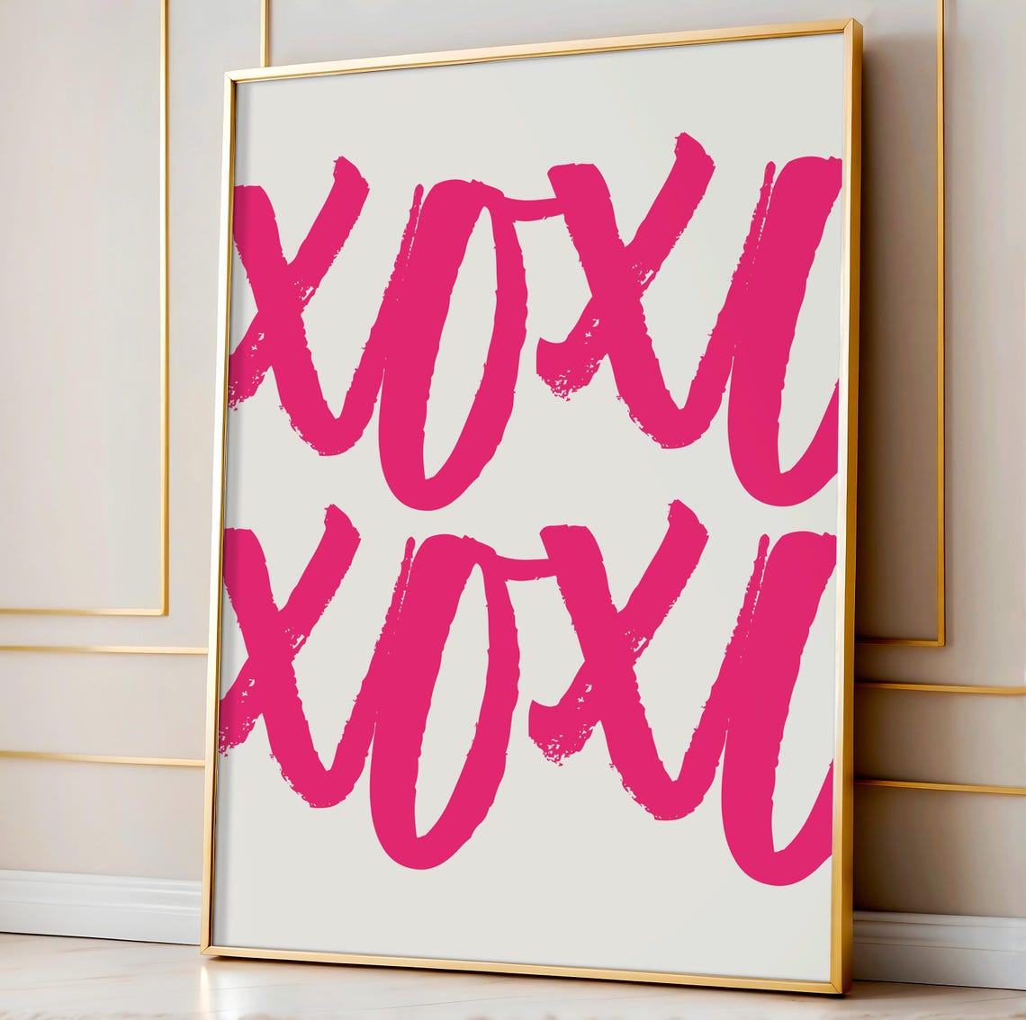 Hot Pink XOXO Brush Script Typography Trendy Valentine Poster