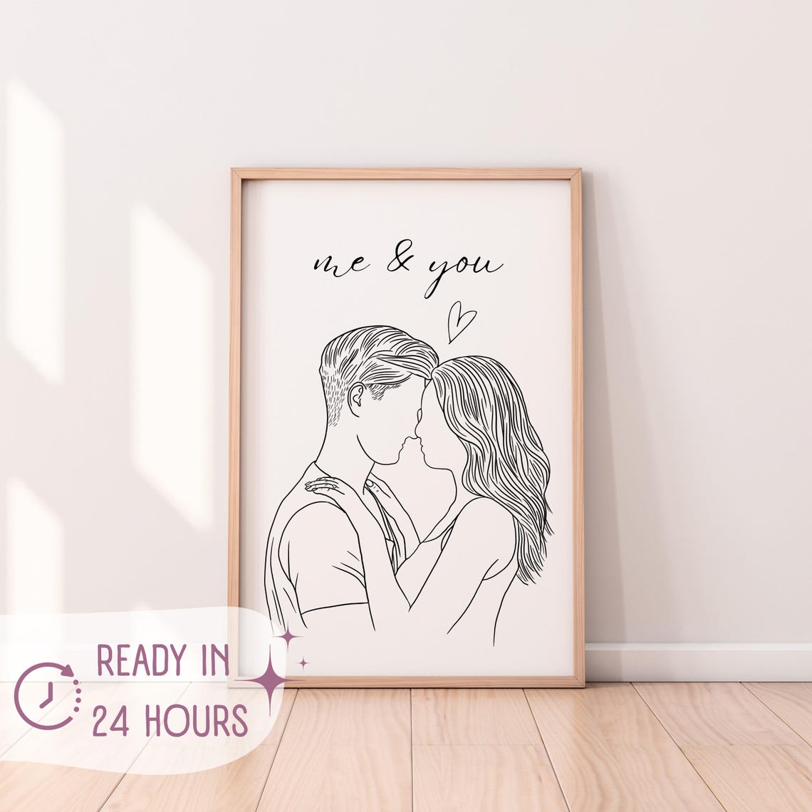 Personalized Couple Line Portrait Art Print for Him