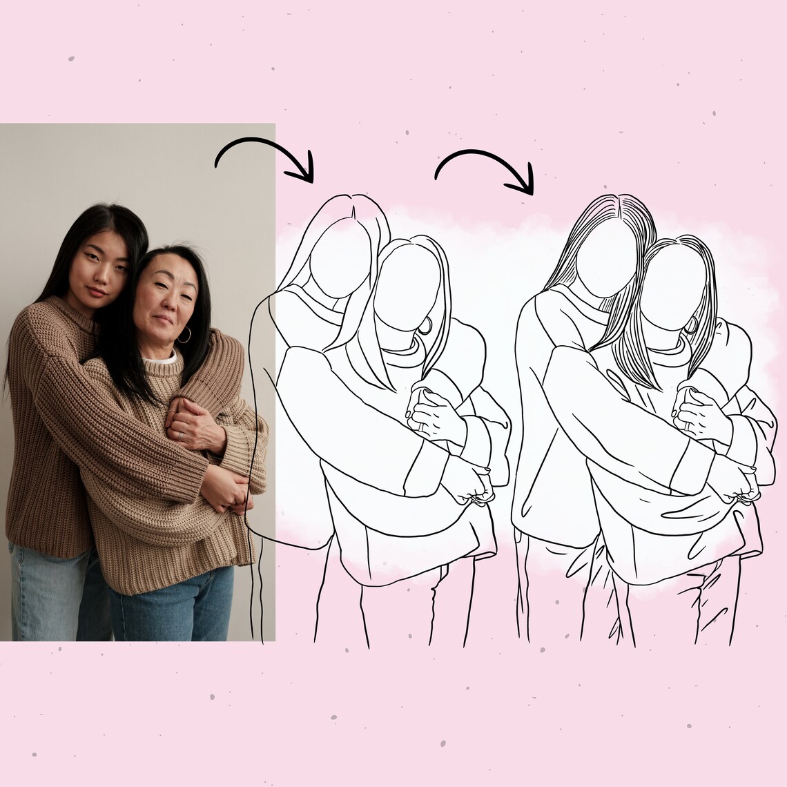 Custom Mother Portrait Sketch, Personalized Gift - Image 4