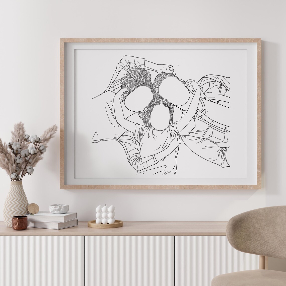 Custom Family Portrait, Hand Drawn Line Drawing - Image 4