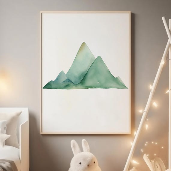 Mountain Nursery Poster Minimalist Watercolor Art