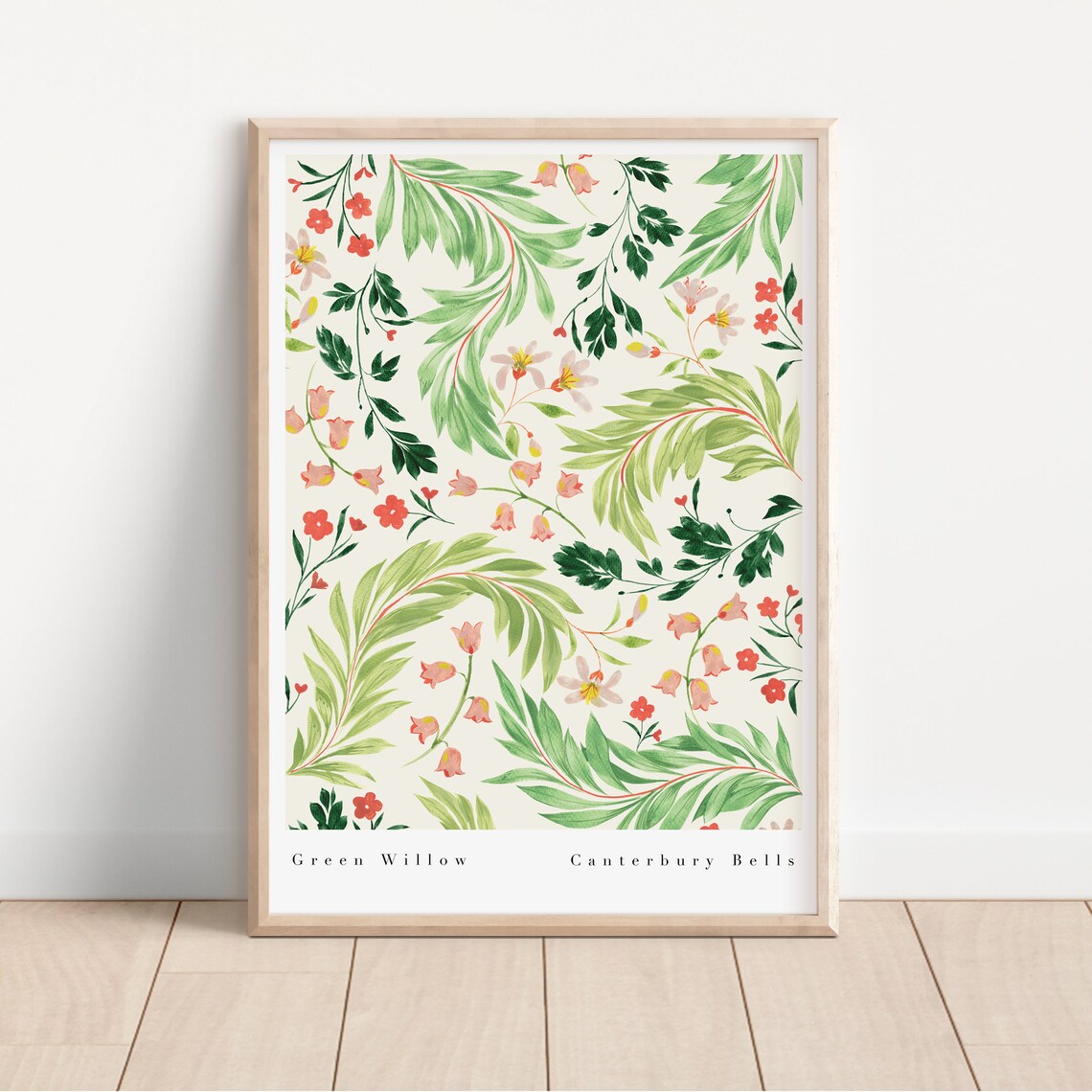 Green Willow Botanical Art Nouveau Wall Art Print