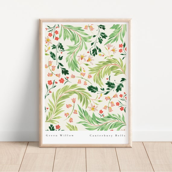 Green Willow Botanical Art Nouveau Wall Art Print