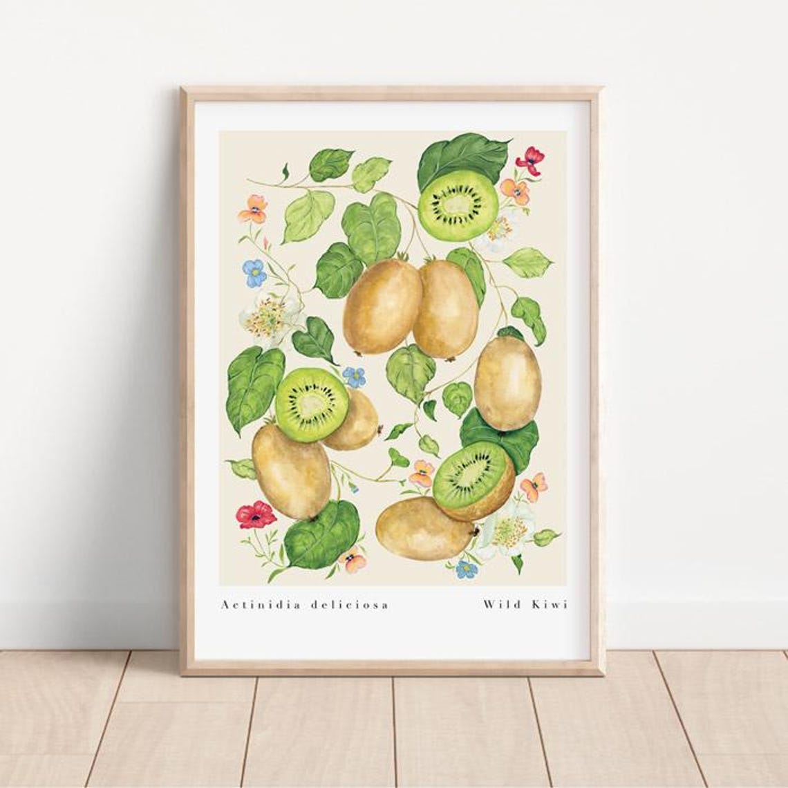 Wild Kiwi Fruit Vintage Botanical Poster, Kitchen Decor