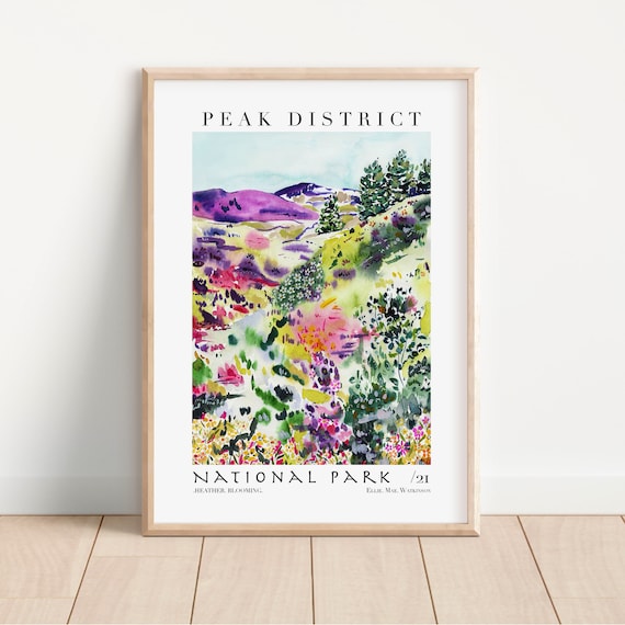 Peak District National Park Abstract Watercolour Landscape Poster