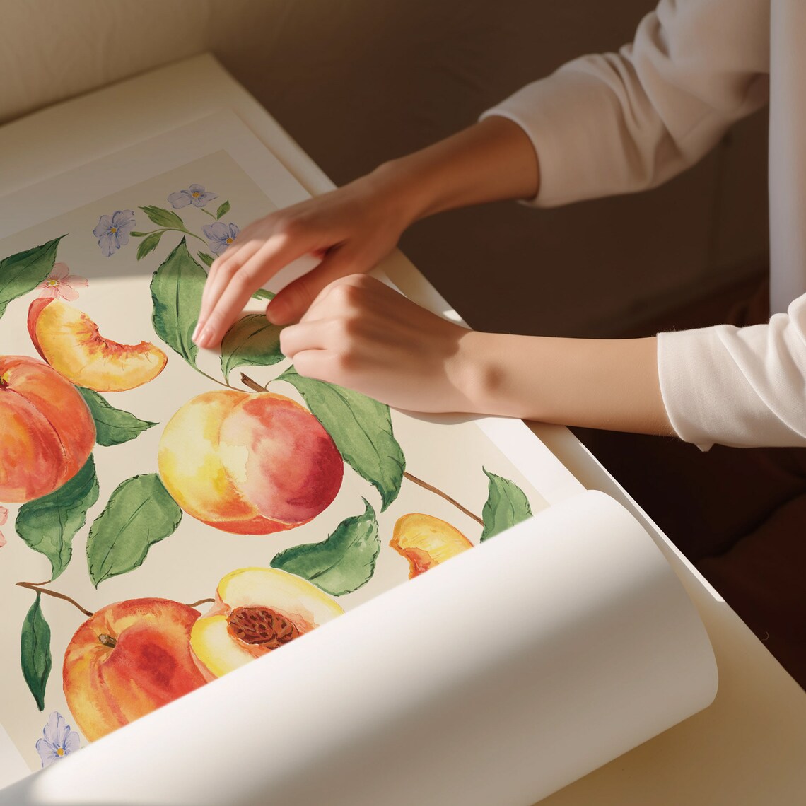 Peach Blossom Botanical Fruit Art Print, Vintage - Image 3