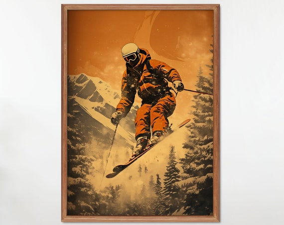 Ski Jump Sport Poster Home Living Decor Print Vintage Skiing Wall Art Alpine Ski Poster Retro Ski Art Colorado Ski Posters Winter Art