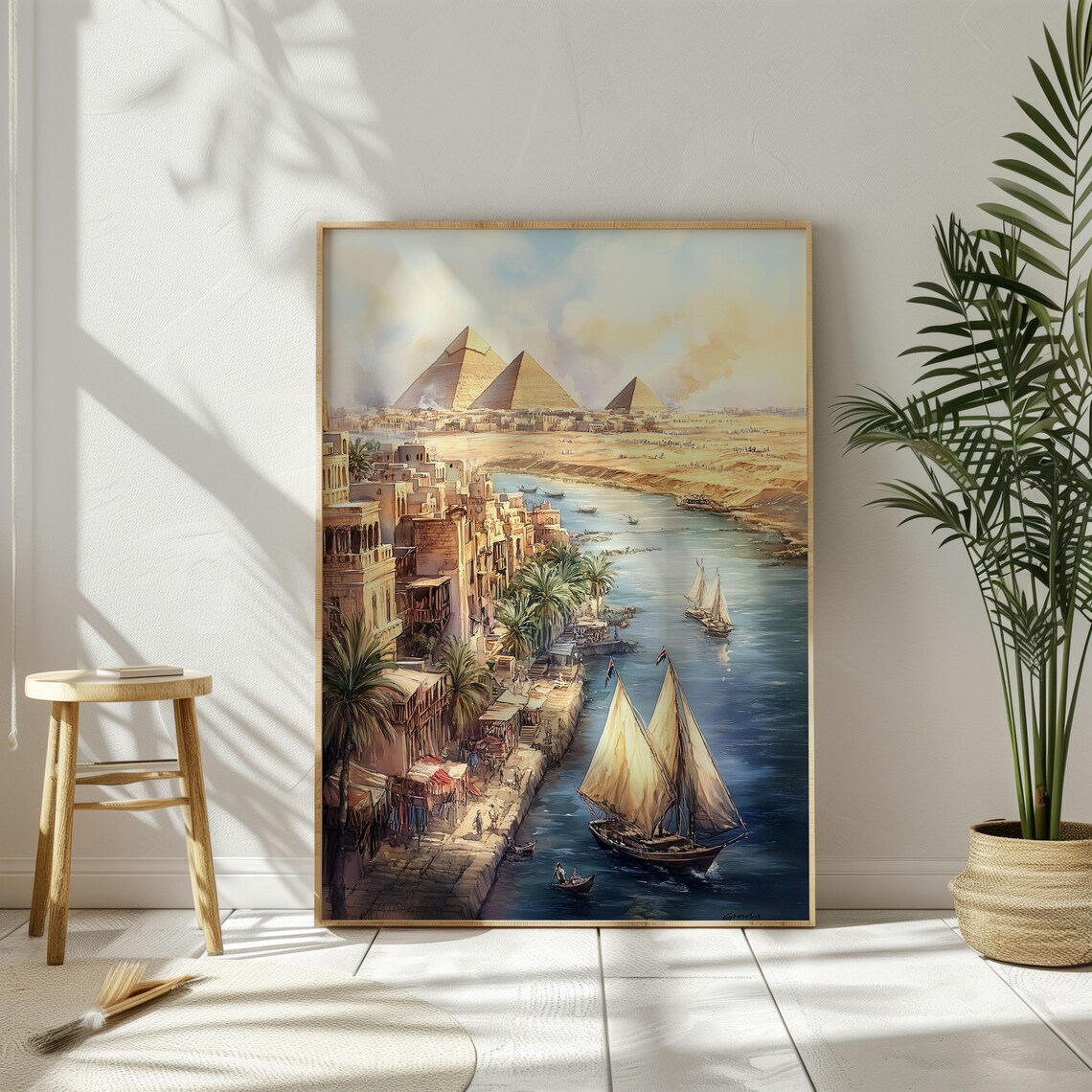 Watercolor Cairo City Egypt Travel Poster - Image 3