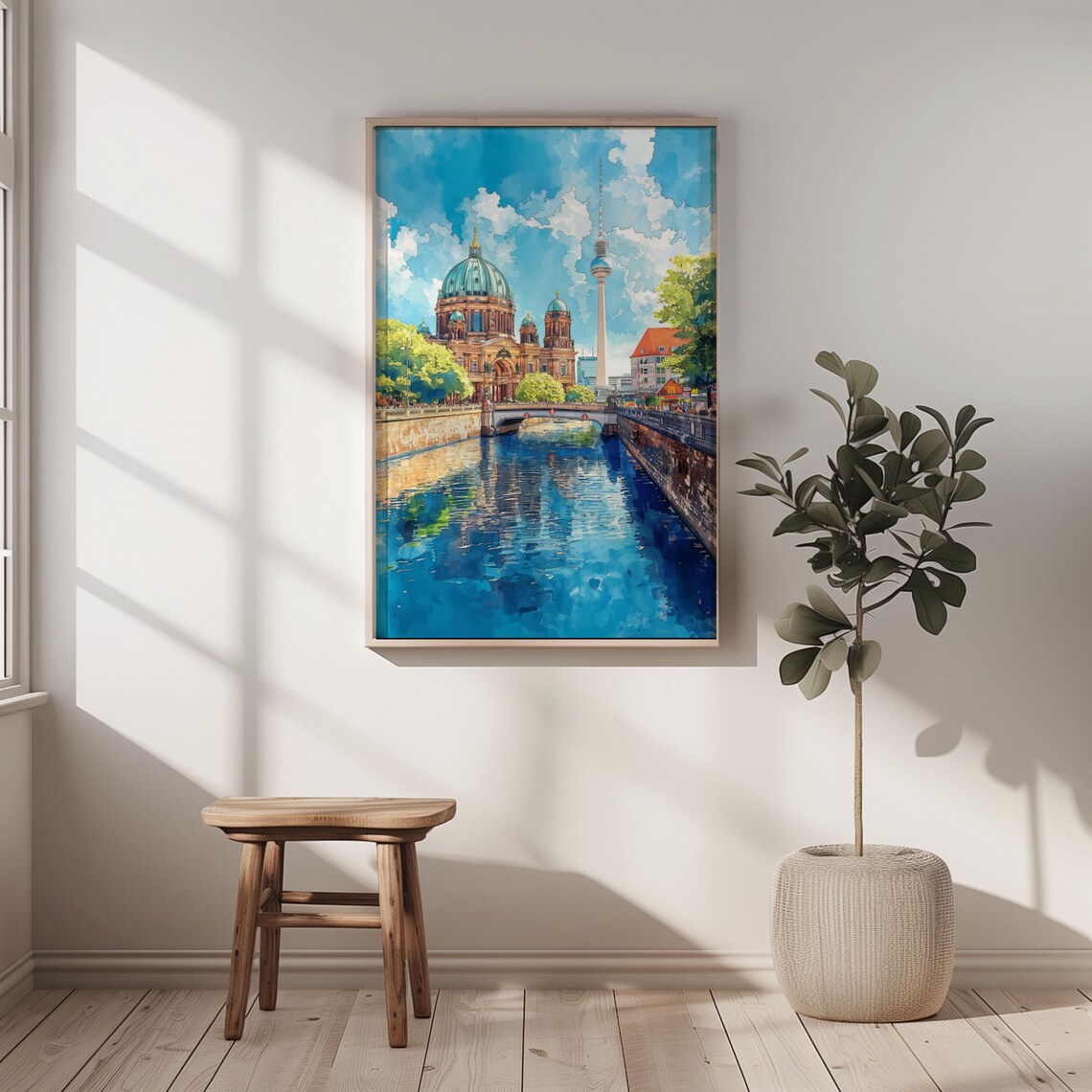 Berlin Watercolor Travel Poster, Cathedral and Fernsehturm - Image 2