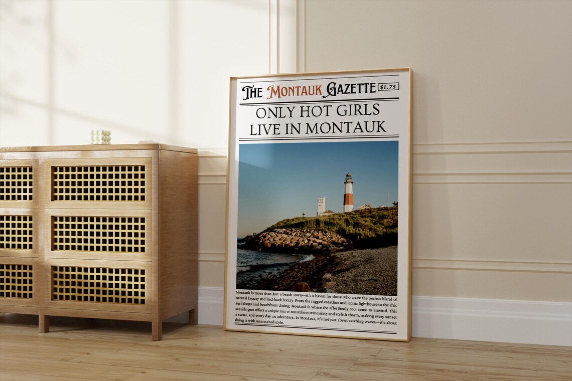 Only Hot Girls Live In Montauk Newspaper Lighthouse Photo Poster - Image 2