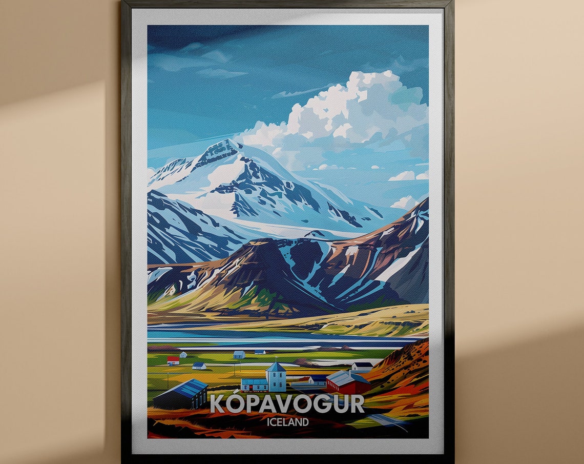 Kpavogur Art Print Kpavogur Travel Poster Iceland Wall Art Print Iceland Home Decor Travel Wall Art Poster Unique City Print