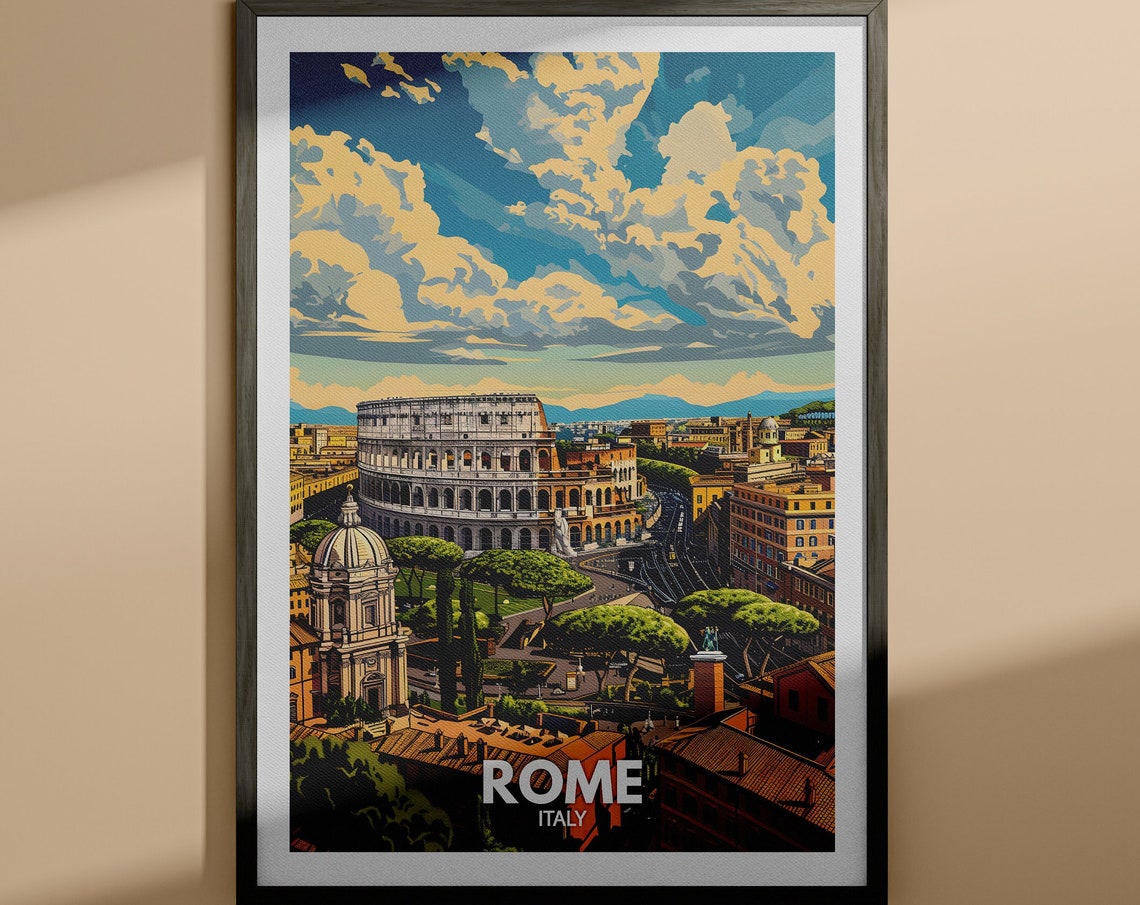 Rome Italy Colosseum Ancient Amphitheater Aerial View Poster