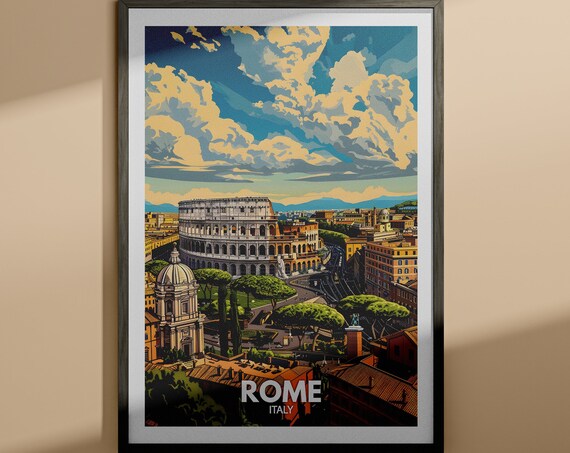 Rome Italy Colosseum Ancient Amphitheater Aerial View Poster