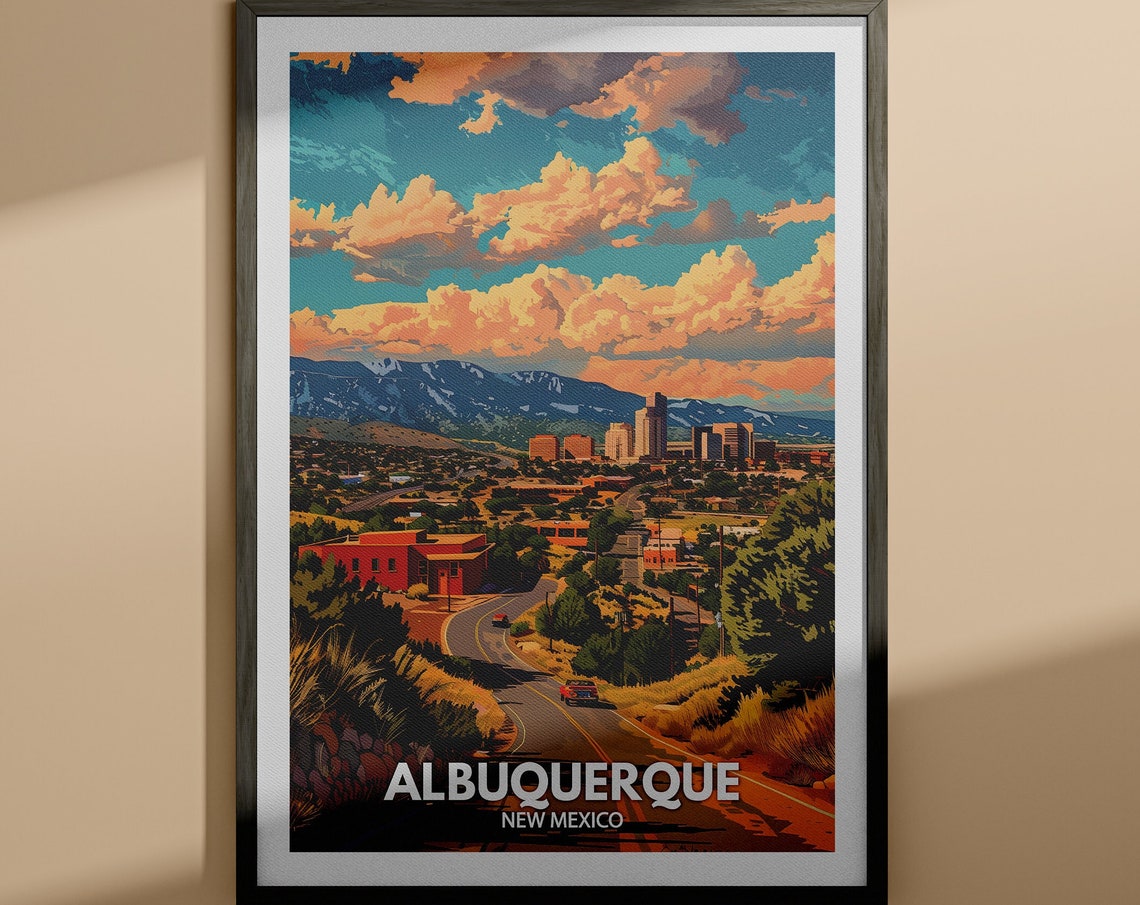 Albuquerque Print Albuquerque Travel Poster New Mexico Wall Art Print United States Travel Home Decor Usa City Poster