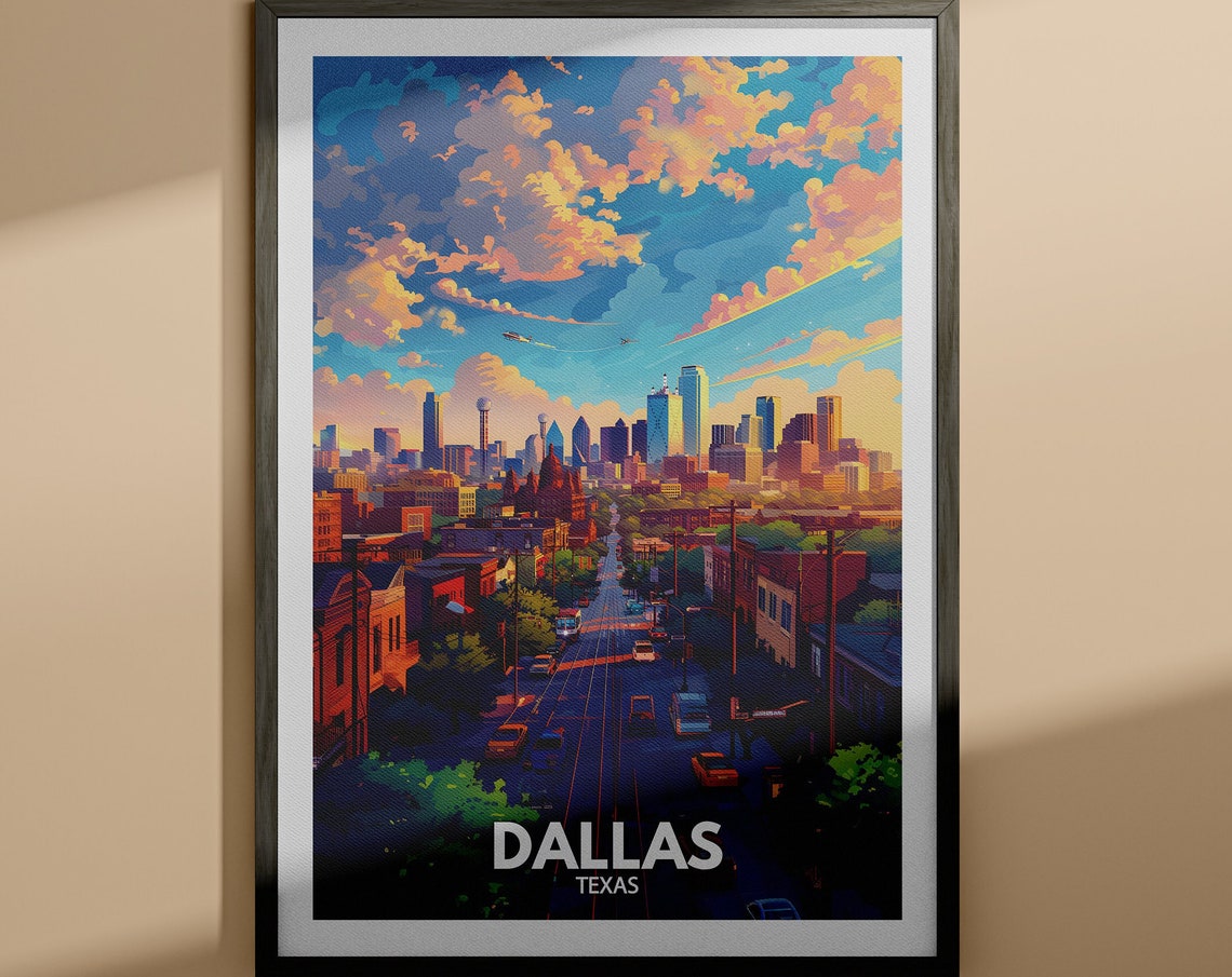 Dallas Print Dallas Travel Poster Texas Wall Art Print United States Travel Home Decor Usa City Poster