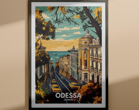 Odessa Ukraine Seaside Boulevard Vintage Retro Travel Poster