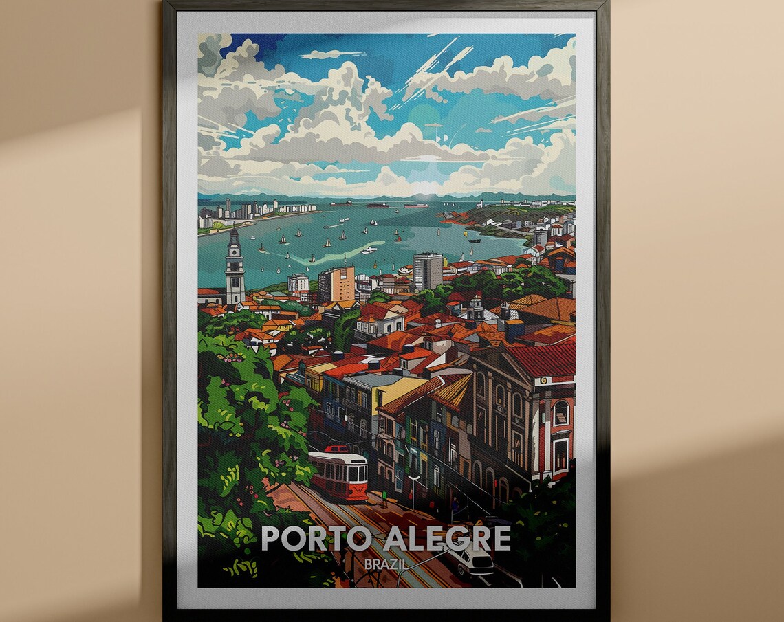 Porto Alegre Brazil Harbor View Tram Historic Streets Poster