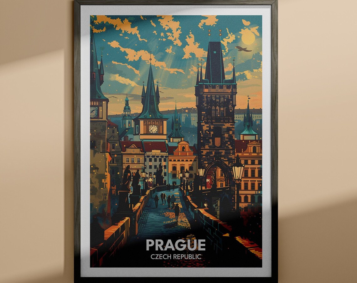 Prague Art Print Prague Travel Poster Czech Republic Wall Art Print Czech Republic Home Decor Travel Art Poster Unique City Print