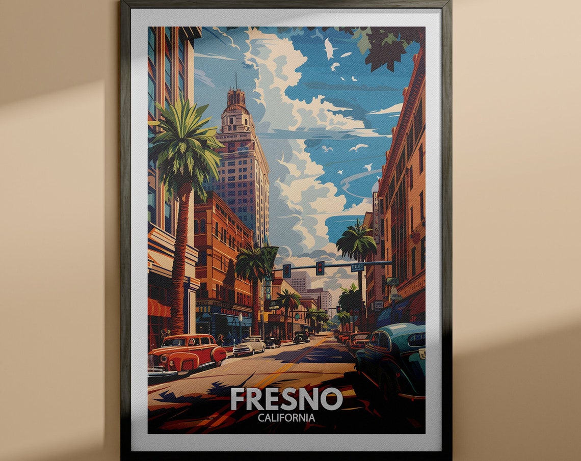 Fresno Print Fresno Travel Poster California Wall Art Print United States Travel Home Decor Usa City Poster
