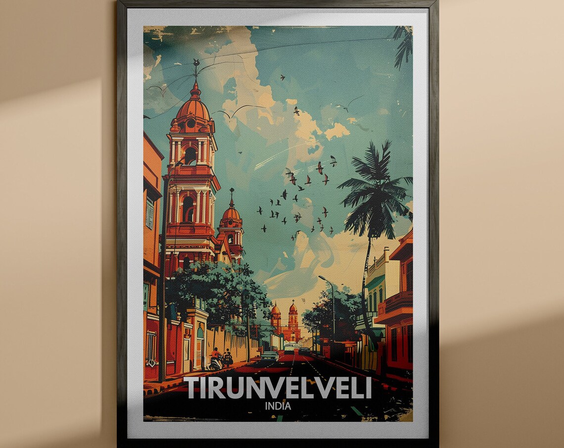 Tirunelveli India Temple Town Retro Street Vintage Travel Poster