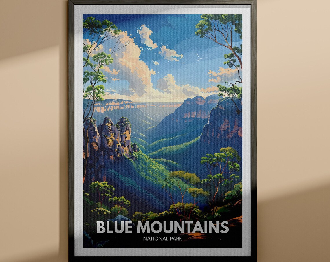 Blue Mountains National Park Australia Valley View Travel Poster
