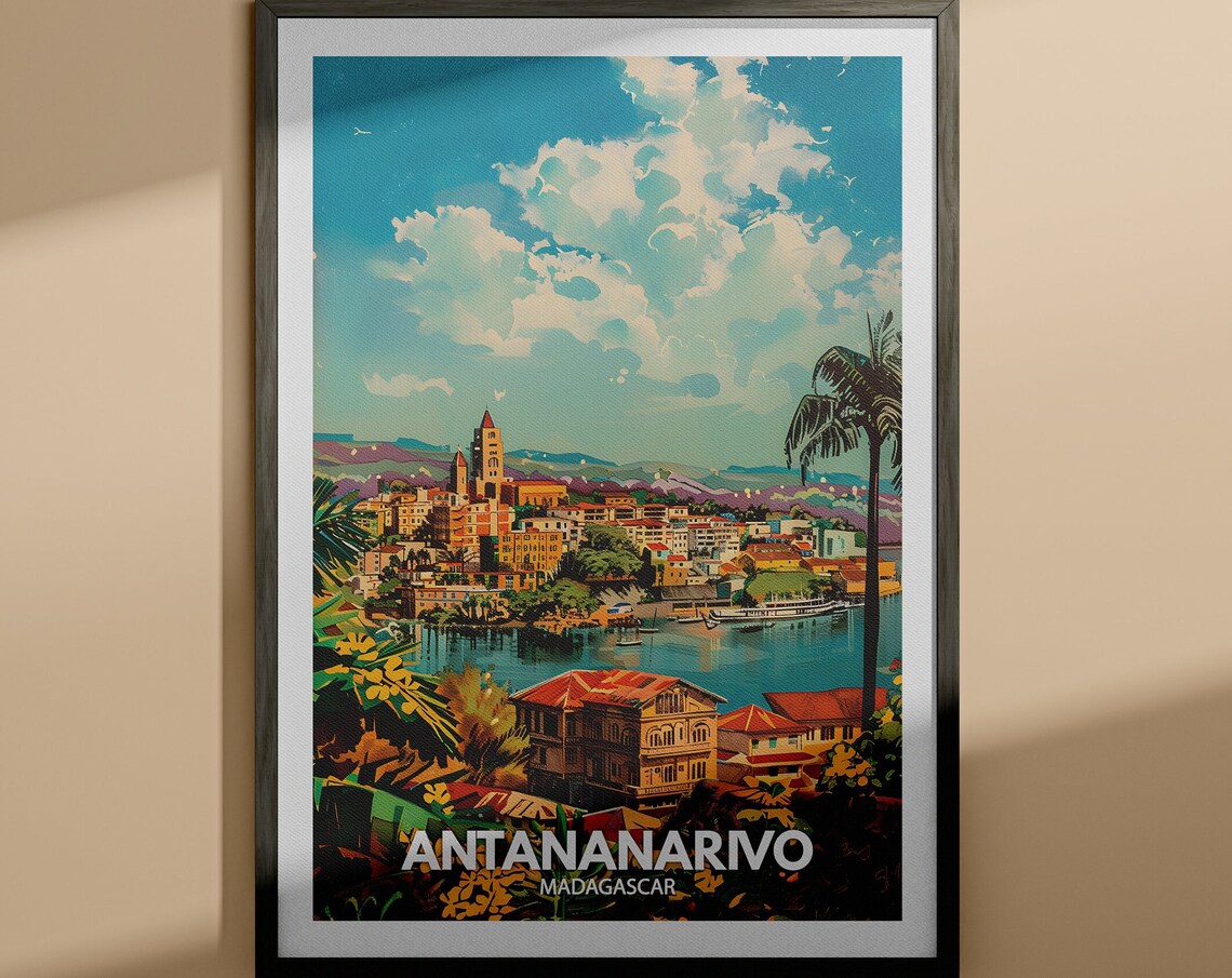 Antananarivo Madagascar Hilltop City Lake View Travel Poster