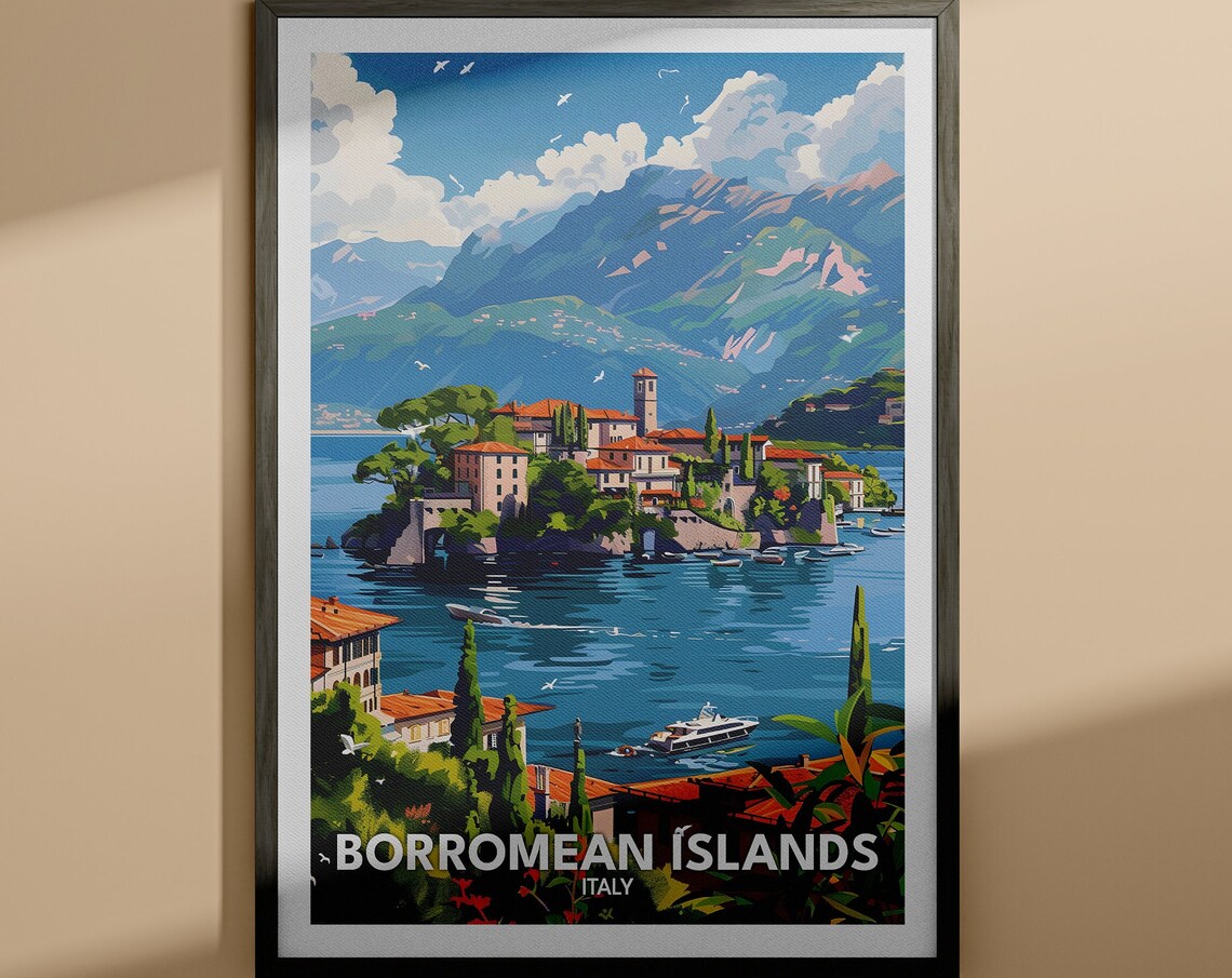 Borromean Islands Italy Lake Village Palace Mountains Lakeside Poster