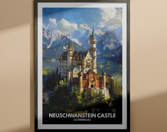 Neuschwanstein Castle Print Neuschwanstein Castle Travel Poster Schwangau Wall Art Print Schwangau Home Decor Europe Wall Arts