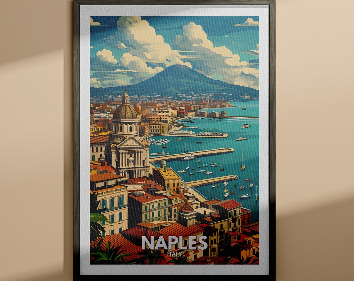 Grand Sweeping Naples Italy Mount Vesuvius Bay Harbor View Poster