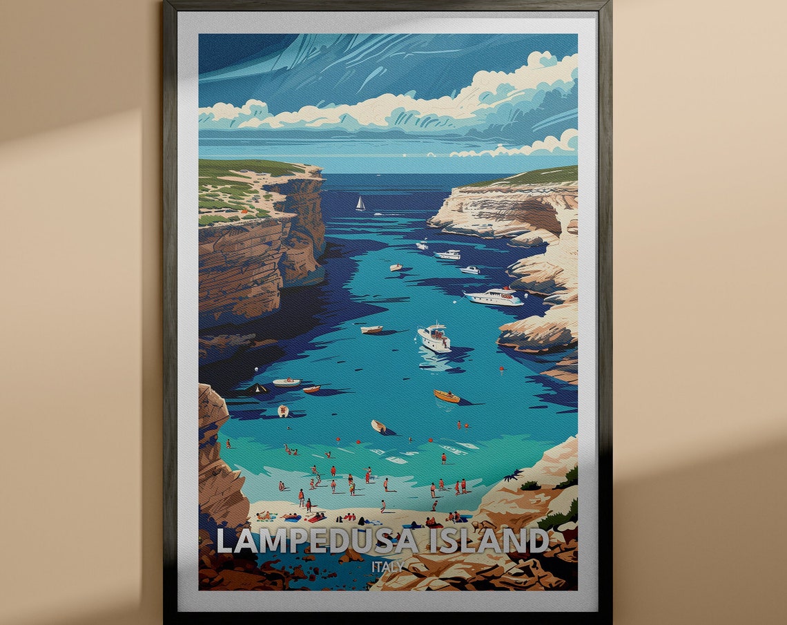 Lampedusa Print Lampedusa Island Poster Italy Island Art Italy Travel Poster Nature Prints